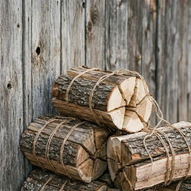 Stacked firewood bundle